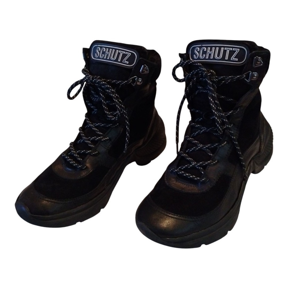 Schutz Women's 8B High‎ Top Sneakers Chunky Combat Lace Up Leather Suede Shoes